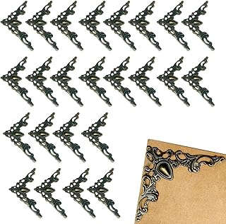 24 Pcs Metal Book Corner Protectors Antique Bronze Decorative Frame Vint...