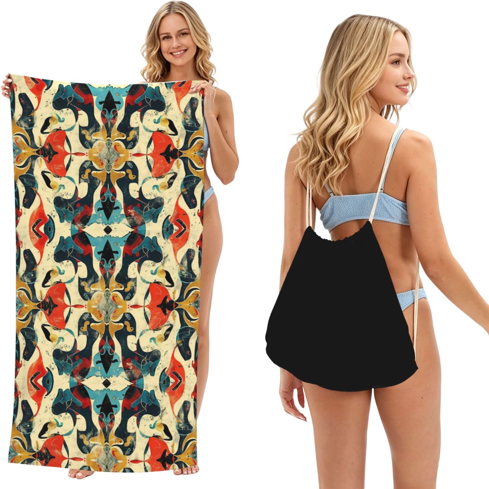 SKGOHLH Mysterious symmetrical 2in1 Packable Beach Towel Bag Women
