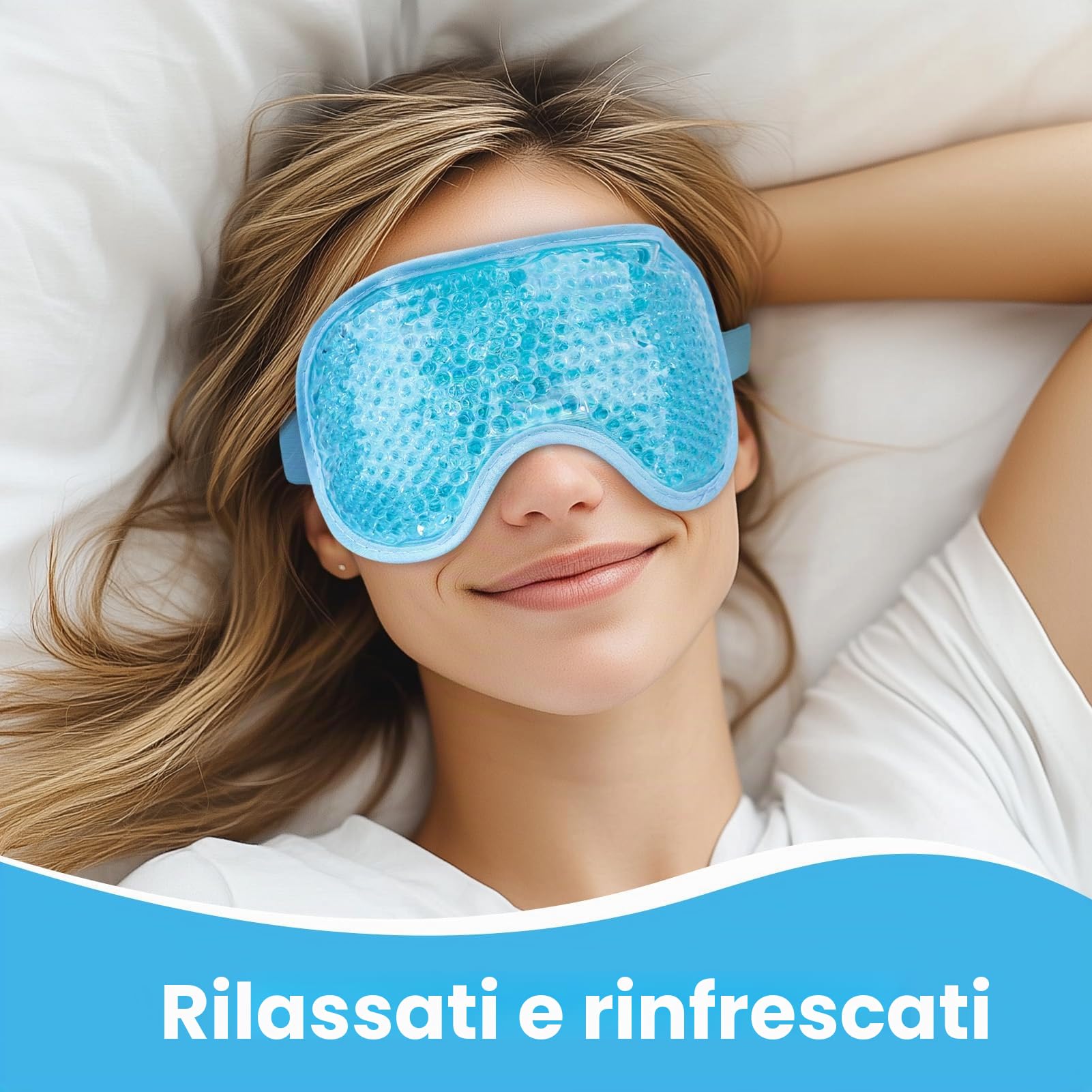 NEWGO Maschera Gel Per Gli Occhi Impacco Freddo Riutilizzabile, Maschera Occhi Gel Freddo, Perfetta Per Blefarite, Occhi gonfi, Occhiaie - Blu