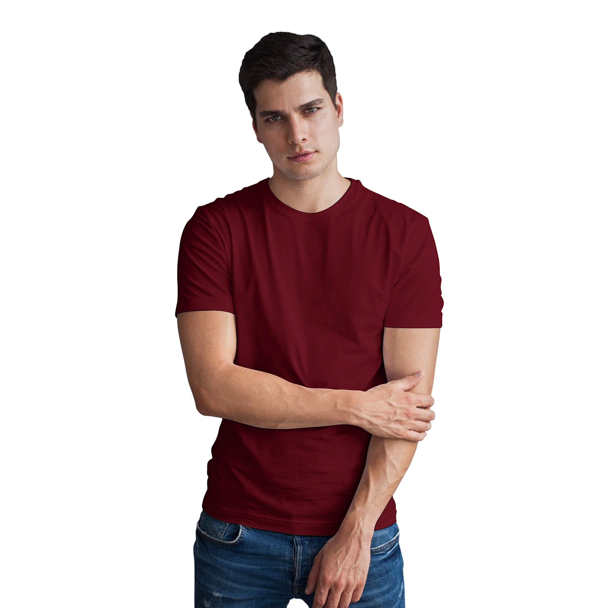 U.neekMen's Plain Regular Fit Cotton Tshirt