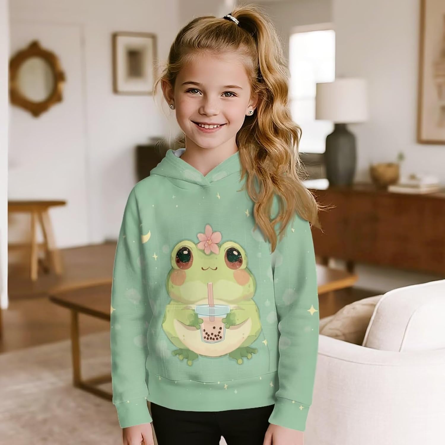 Girls' Fashion Hoodies & Sweatshirts Loose Casual Shirt Long Sleeve Pullover Hooded Tops with Pockets