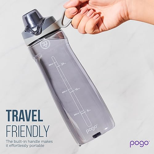 Miniatura 6 de Pogo Plastic Water Bottle with Carry Handle, Reusable, BPA Free, Dishwasher Safe, Perfect for Travel, School, Outdoors, and Gym  18oz, 32oz, 40oz