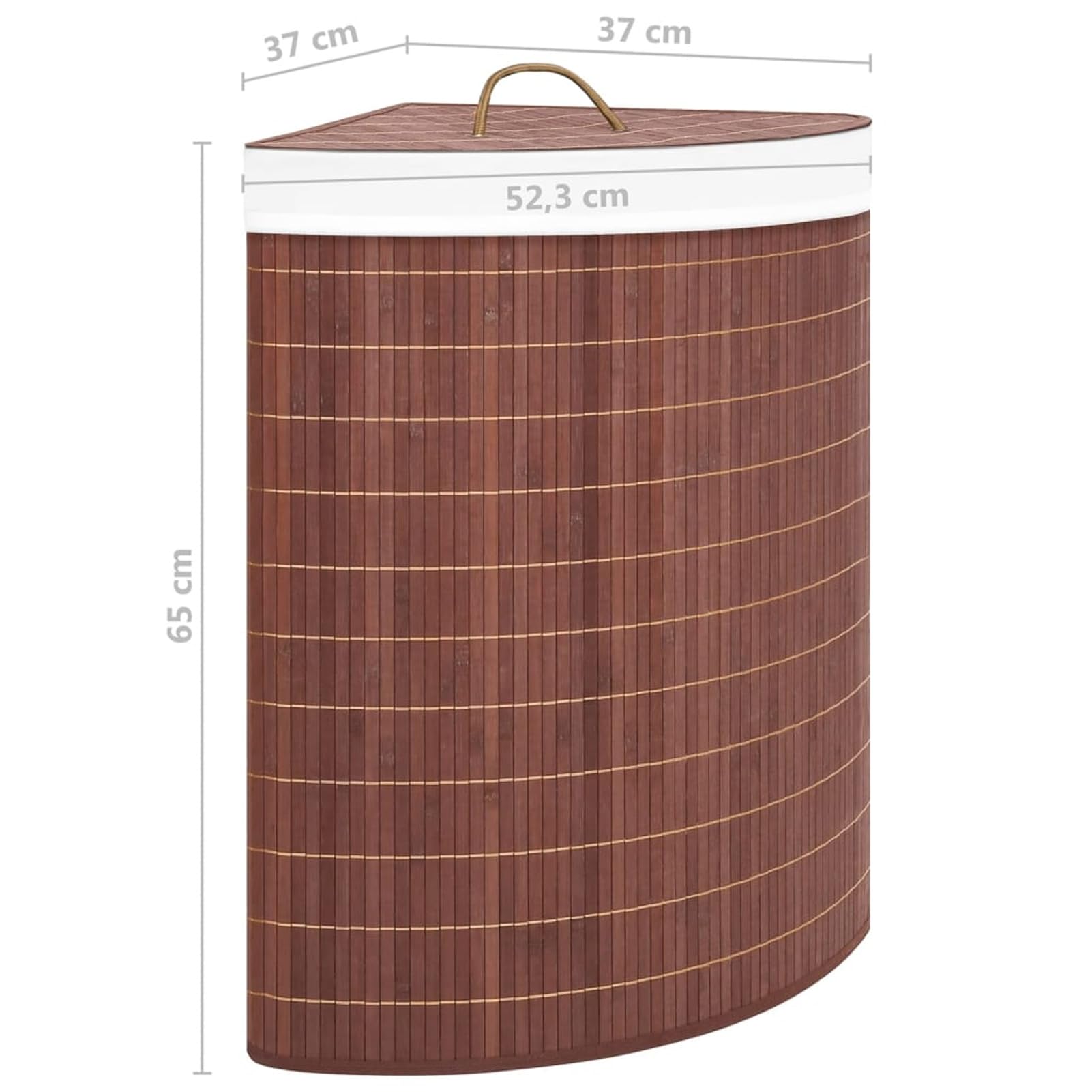 Cesto Portabiancheria Angolare in Bambù Marrone 60 L,Cesto portabiancheria con coperchio,cestino per biancheria in bambù,pieghevole,con borsa rimovibile lavabile,maniglie,per lavanderia,camera d