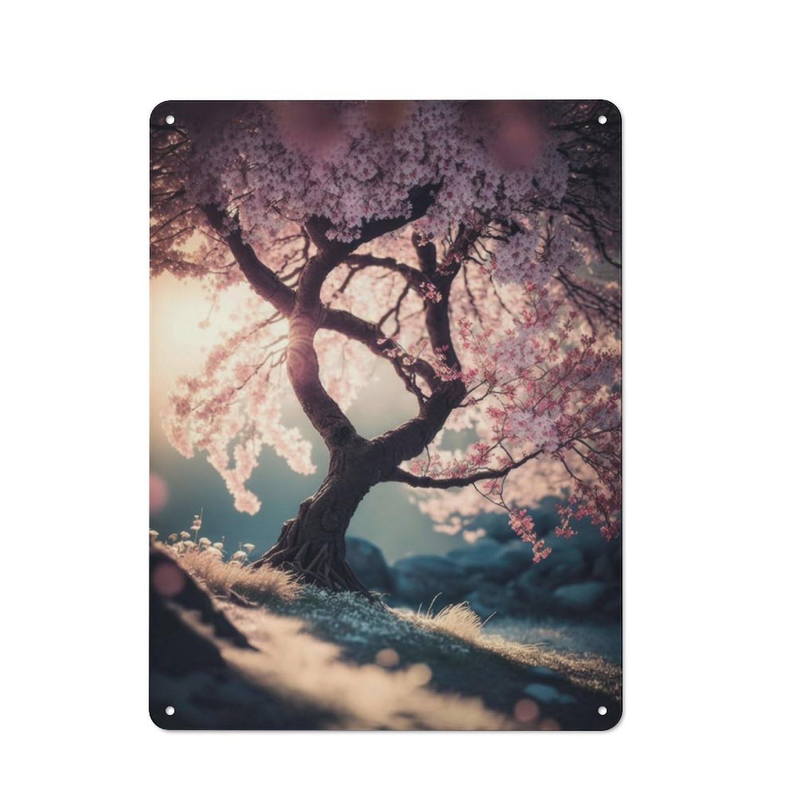 Junmoney Dreamy Cherry Blossom Tree Metal Plaque 40X30cm With For Hallway Wall, Retro Decor, For Wall Display Collectors
