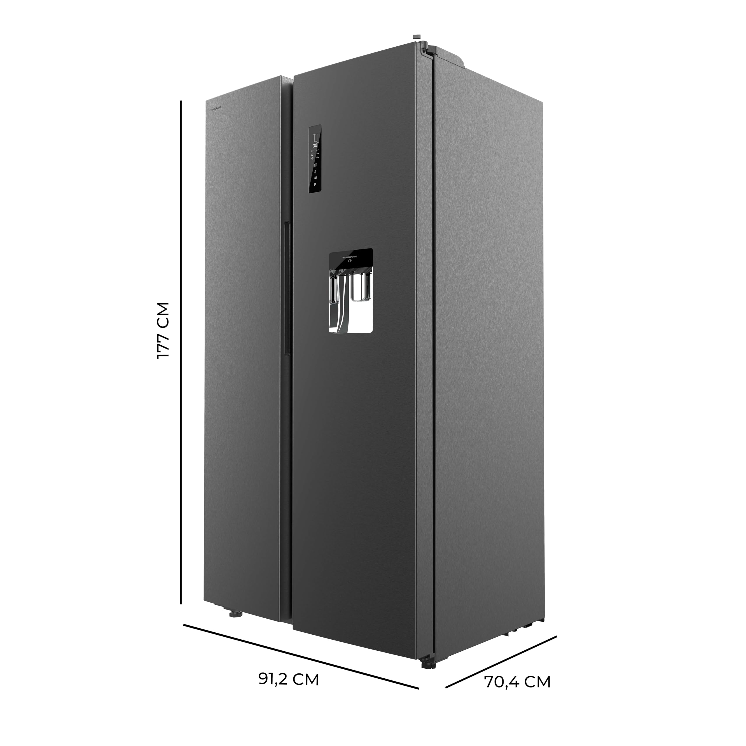 Cecotec Frigorífico Americano de 559 Litros Bolero CoolMarket SBS 562 Dark D. 177 cm de Alto y 90 cm Ancho, Clase D, Sistema Multi Air Flow, Total No frost, Motor Inverter Plus
