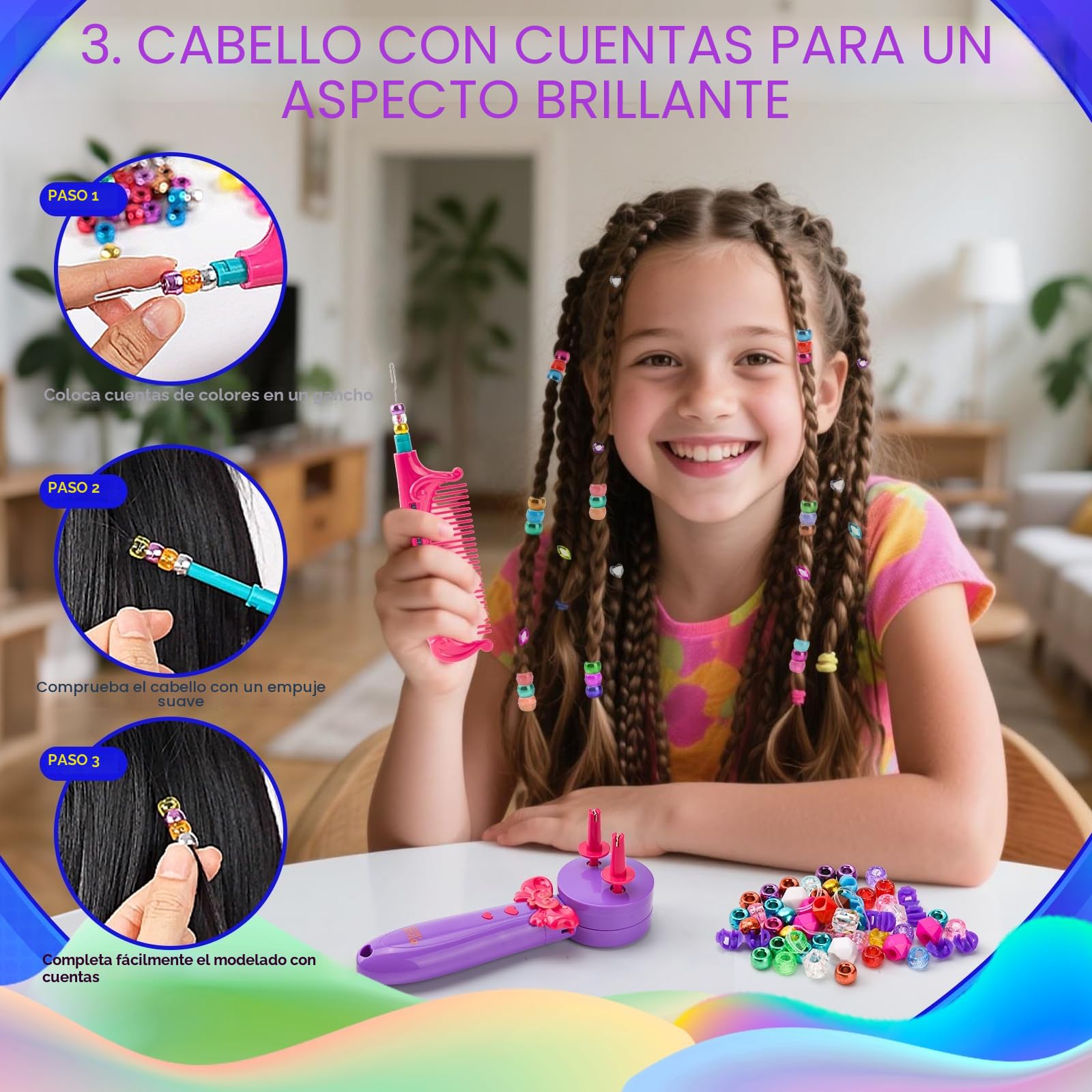 3-en-1 Máquina Trenzadora Automática, Trenzador de Pelo para Niñas con Accesorios DIY, Automatic Hair Braider, Accesorios para el Cabello Juguetes Regalos para Niñas 3-12 Años