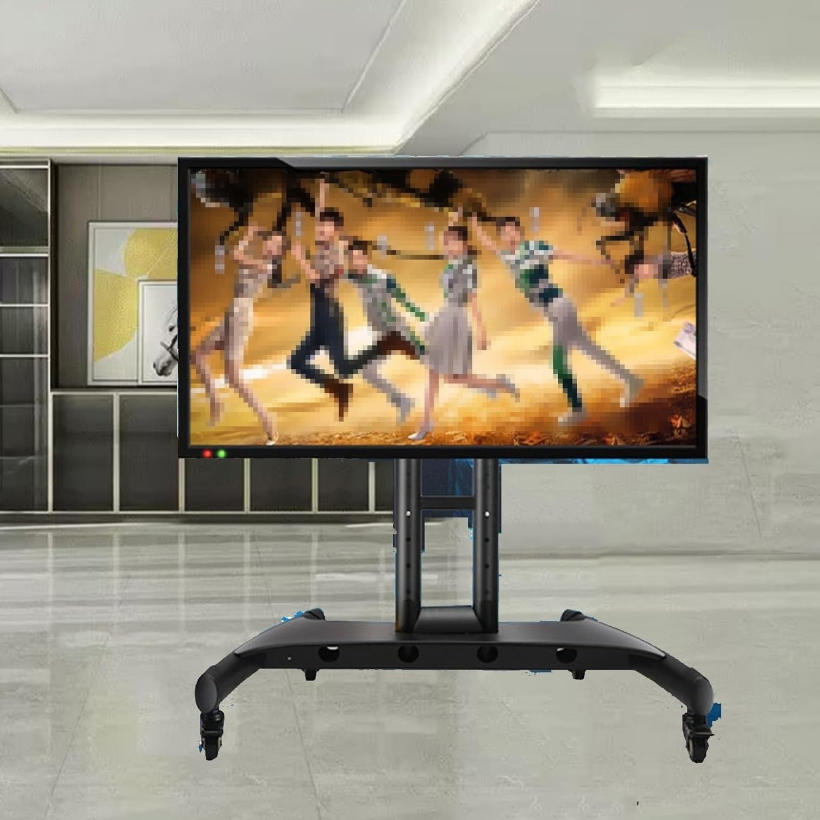 Carrello Porta TV Mobile Resistente - Supporto da Pavimento per TV con Ruote, Carrello Portatile a Bassa Altezza per Monitor, per TV a Schermo Piatto e Curvo da 32-,
