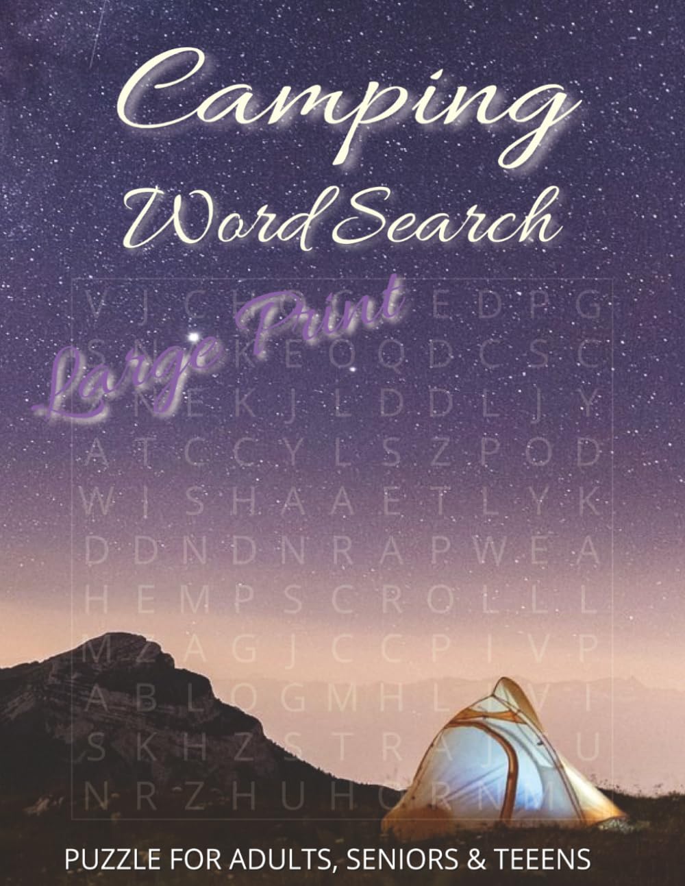 Camping Word Search Puzzle Book Large Print: Word Searches with Large Print about Hiking, Outdoor, Campfire and More | 8.5x11 inches, 110 pages | 50+ puzzles ... Gift for Vacations, Holidays