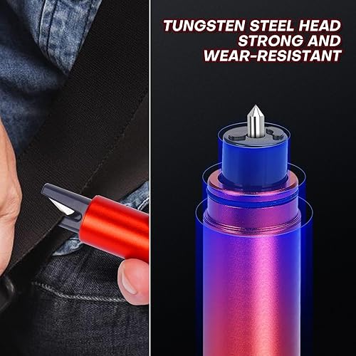 Miniatura 6 de Rompedor de vidrio para automóvil, cortador de cinturón de seguridad y cinturón de seguridad, herramienta de punzón de emergencia para escape de