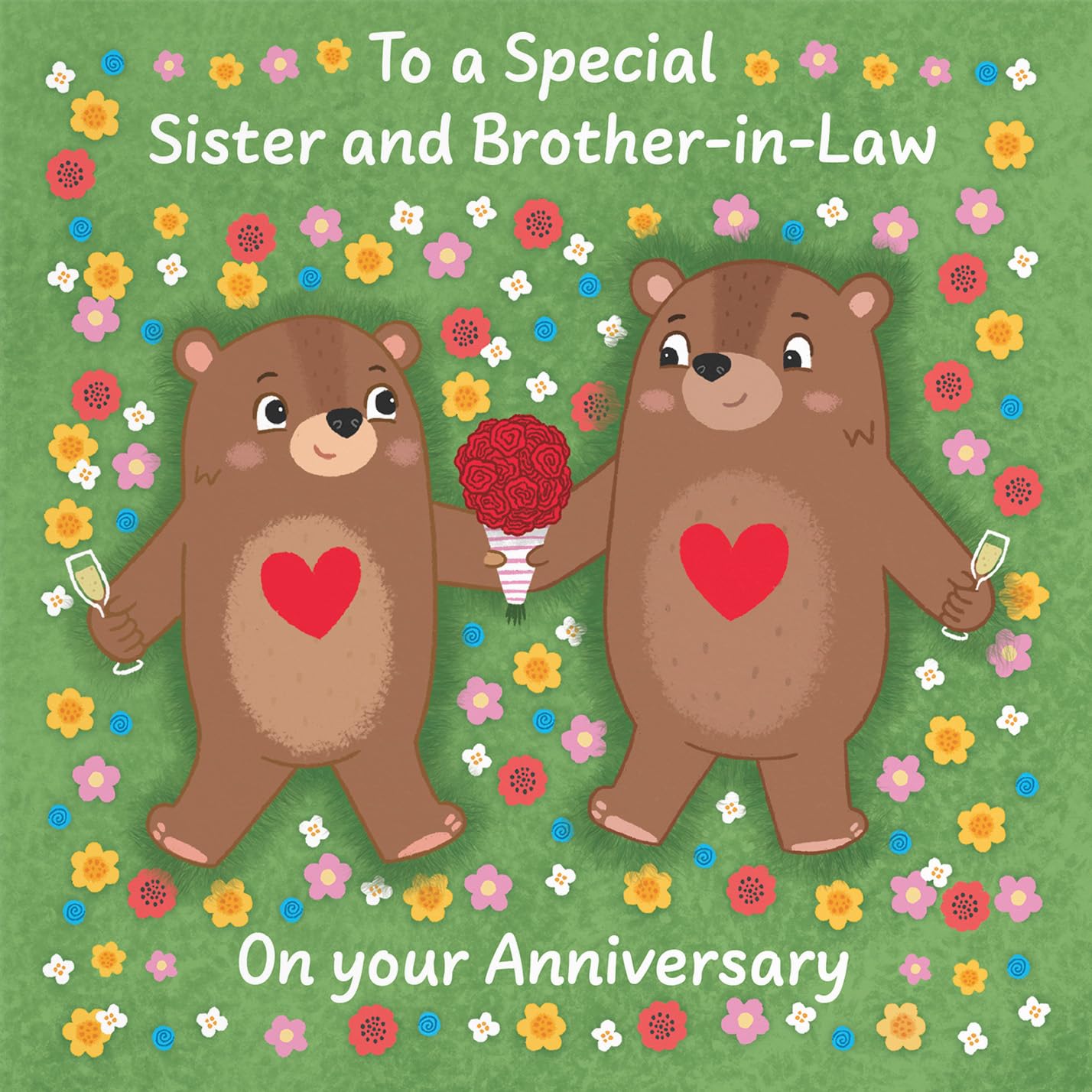 Hunts England, Cute Flowery Bears Sister And Brother In Law Anniversary Card - Image 2