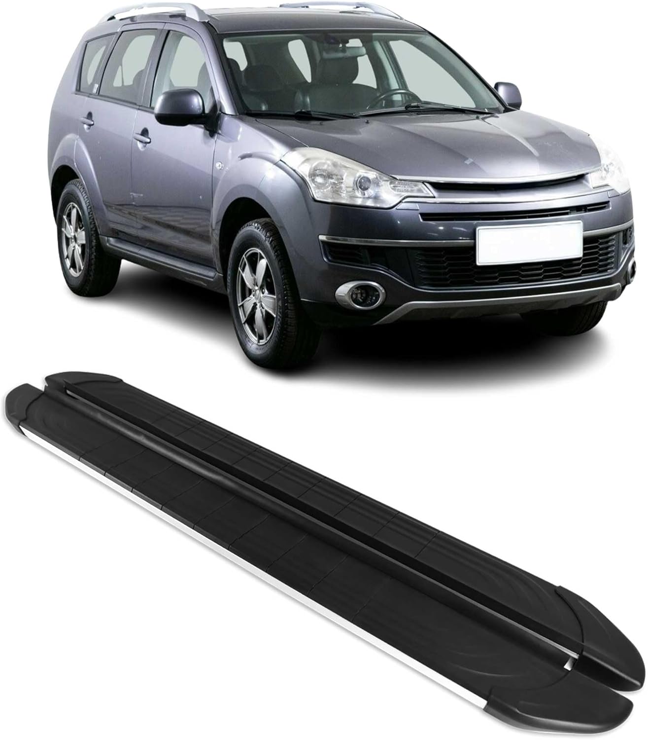 OMAC Side Step Running Boards Nerf Bars for Mitsubishi Outlander 2007-2013 Black Gray
