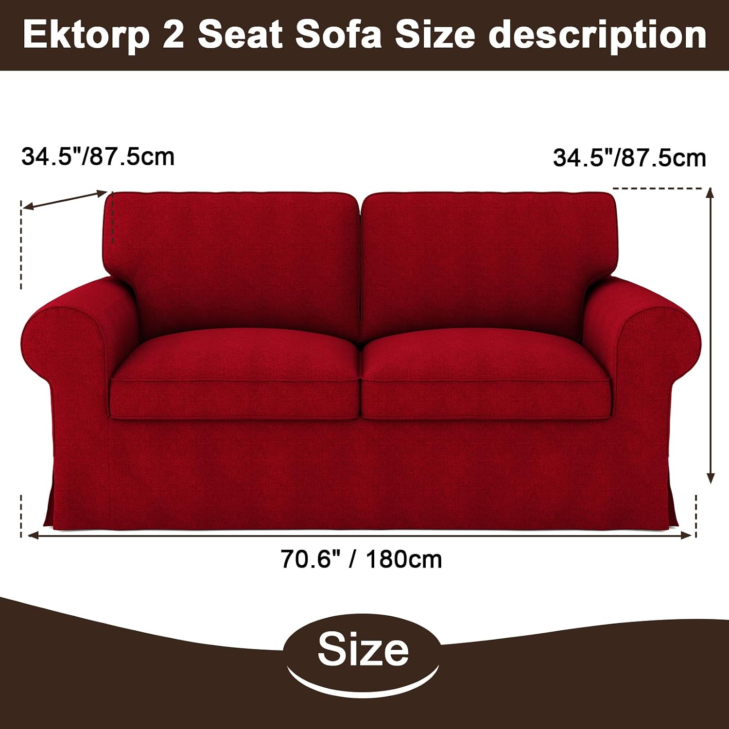 Ektorp Loveseat Sofa Cover Replacment Slipcover Designed for IKEA Ektorp Two Seater Sofa Slipcover,Couch Cover Not Include The Sofa Body, Red