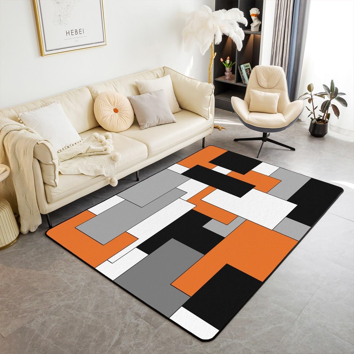 Erosebridal Purple Checkered Area Rug Black White Gray Living Room Rugs,Area Rug 5X7,Modern Abstract Grid Decorative Carpet Geometry Striped Bedroom Decor Indoor Floor Mat