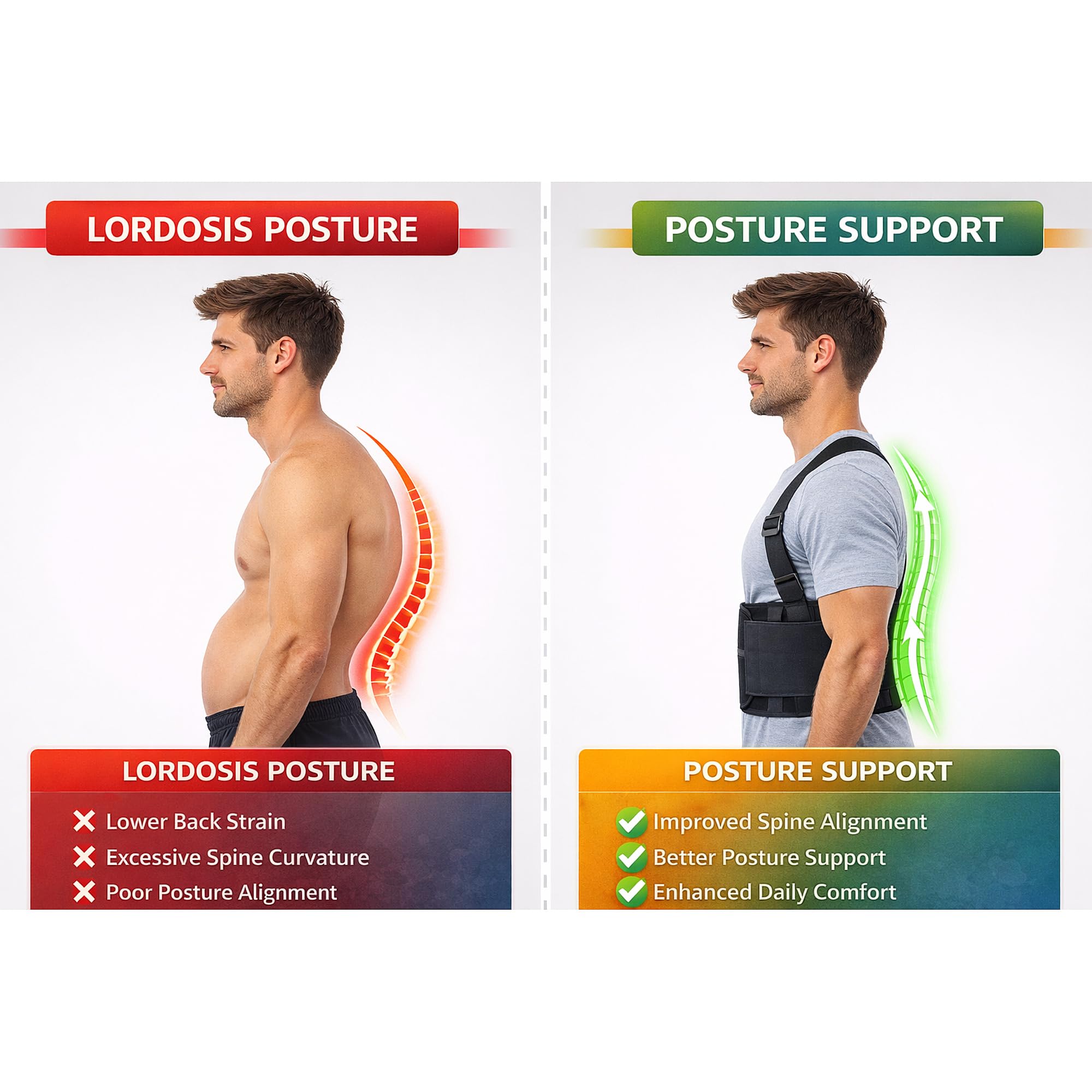 CINTURA PER SOSTEGNO POSTERIORE FASCIA LOMBARE PER SOLLIEVO DEL DOLORE Biof Lombalgia 7426845903307