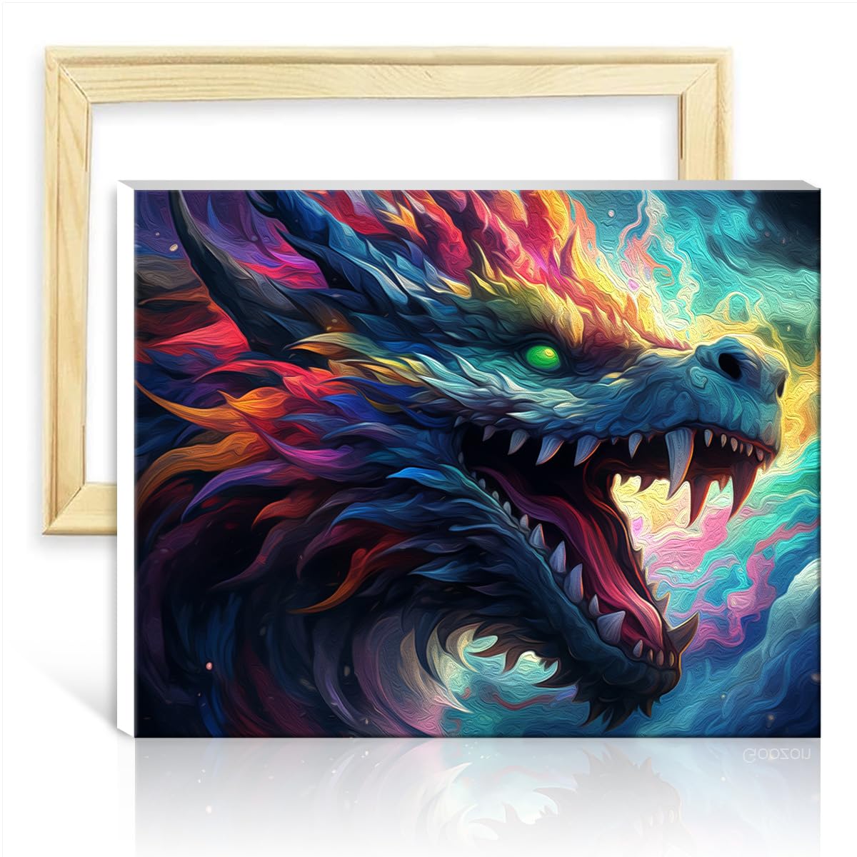 TANGFEIY on Canvas Wall Art Paint by Numbers Dragon DIY Paint by Number Adults Beginner with Brushes and Acrylic Pigment Crafts Project DIY Frame(40x50cm)