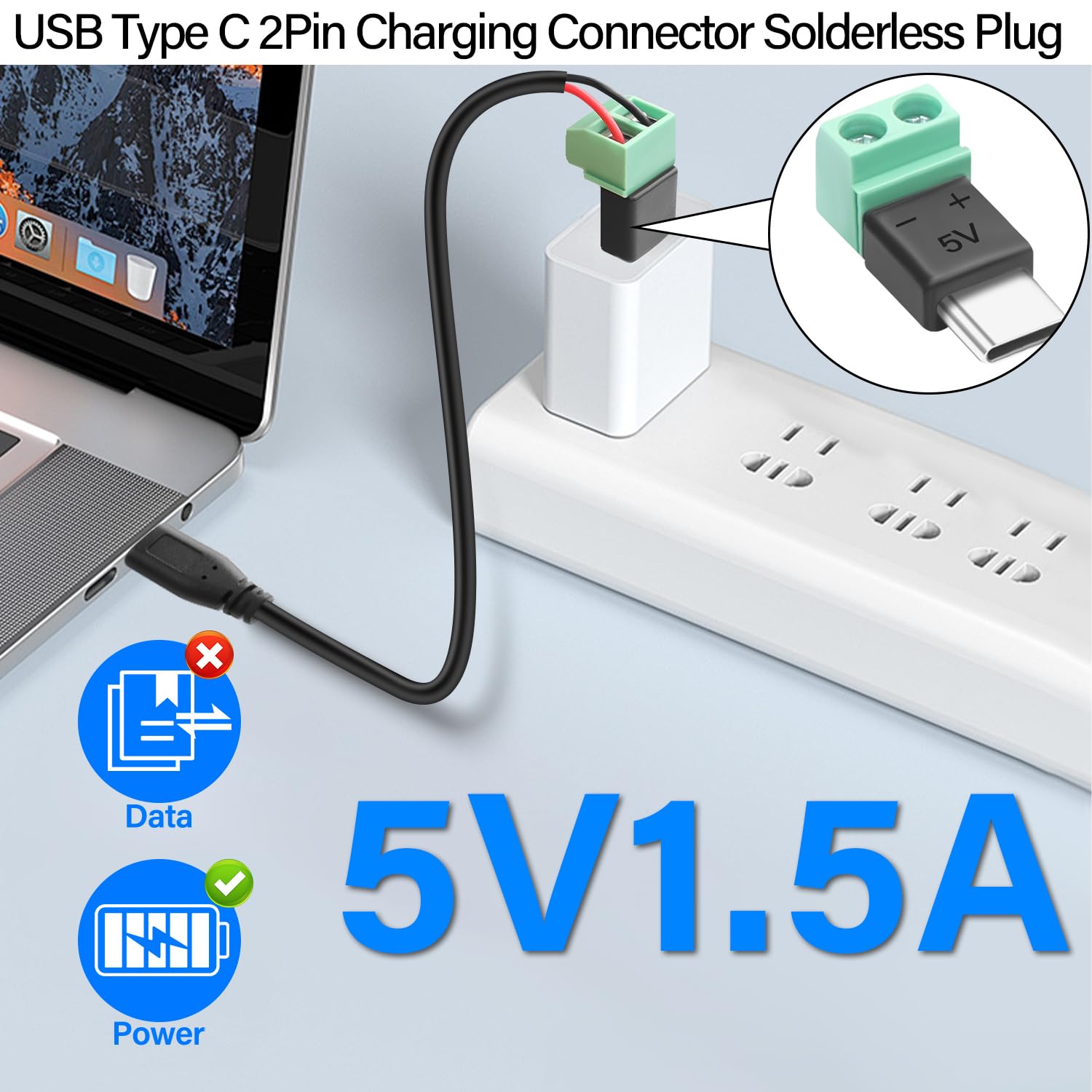 QIANRENON Adattatore Micro USB Quick Connect senza saldatura, connettore micro USB a molla, connettore micro USB maschio a terminale a crimpare a 5 QIANRENON Adattatore Micro USB Quick Connect senza saldatura, connettore micro USB a molla, connettore micro USB maschio a terminale a crimpare a 5