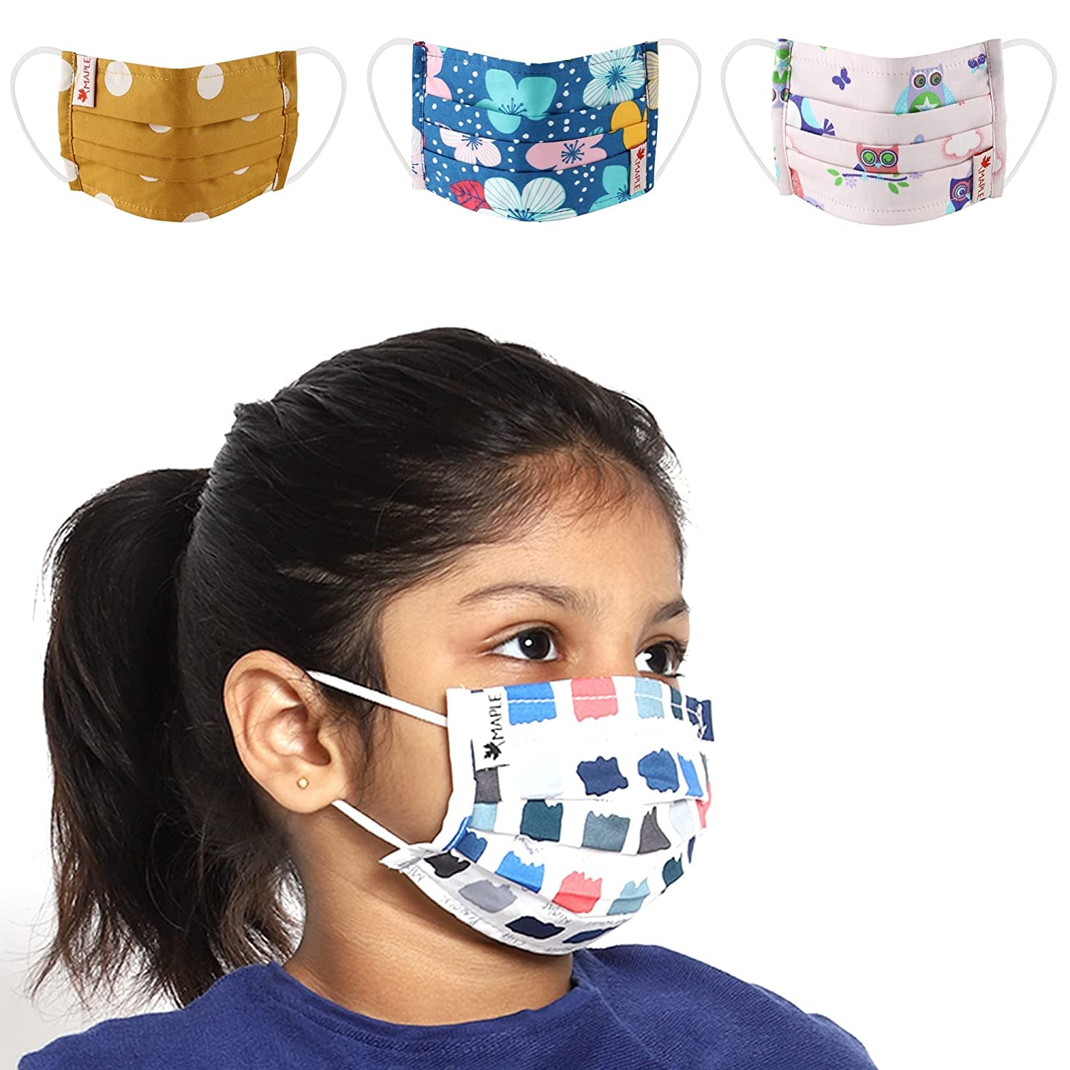 MAPLE MP-111 Kid Mask Reusable And Washable 3 Layer Printed Cotton Face Mask For Kids Boys girls Unisex Anti Pollution Assorted Free Size (2, Kids Age 7-12 Years) (B091GW5WP2) Amazon Price History, Amazon Price Tracker
