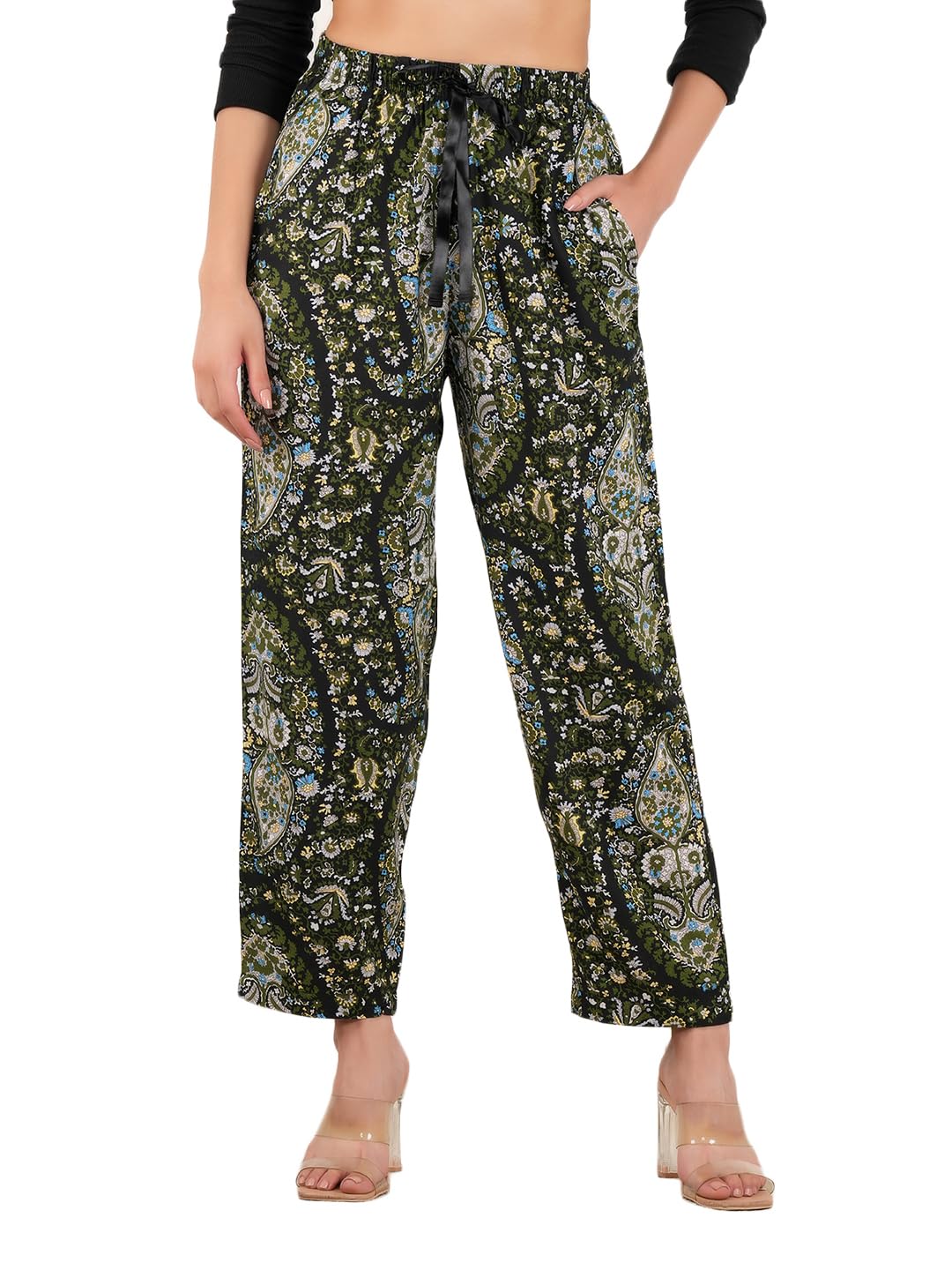 Women's Pajama, Soft & Comfortable Relaxed Fit, Elastic Waist, for sleep wear For Girls(88356GREEN)-picture-10