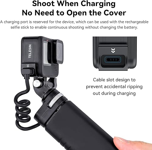 Miniatura 4 de TELESIN G2 - Funda de batería + funda de transporte pequeña para GoPro Hero 12 Hero 11 Hero 10 Hero 9, puerta de batería resistente al agua y a la