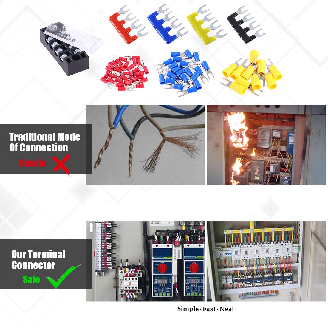 Glarks Lot De 70 Borniers (5 Lots) - 5 Bornes à Vis 6 Positions - 600 V