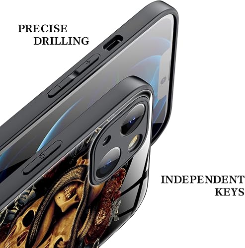 Miniatura 2 de Funda compatible con iPhone13 Pro, patrón Skll. Diseño de carcasa de vidrio resistente a los arañazos, parachoques de TPU a prueba de golpes,
