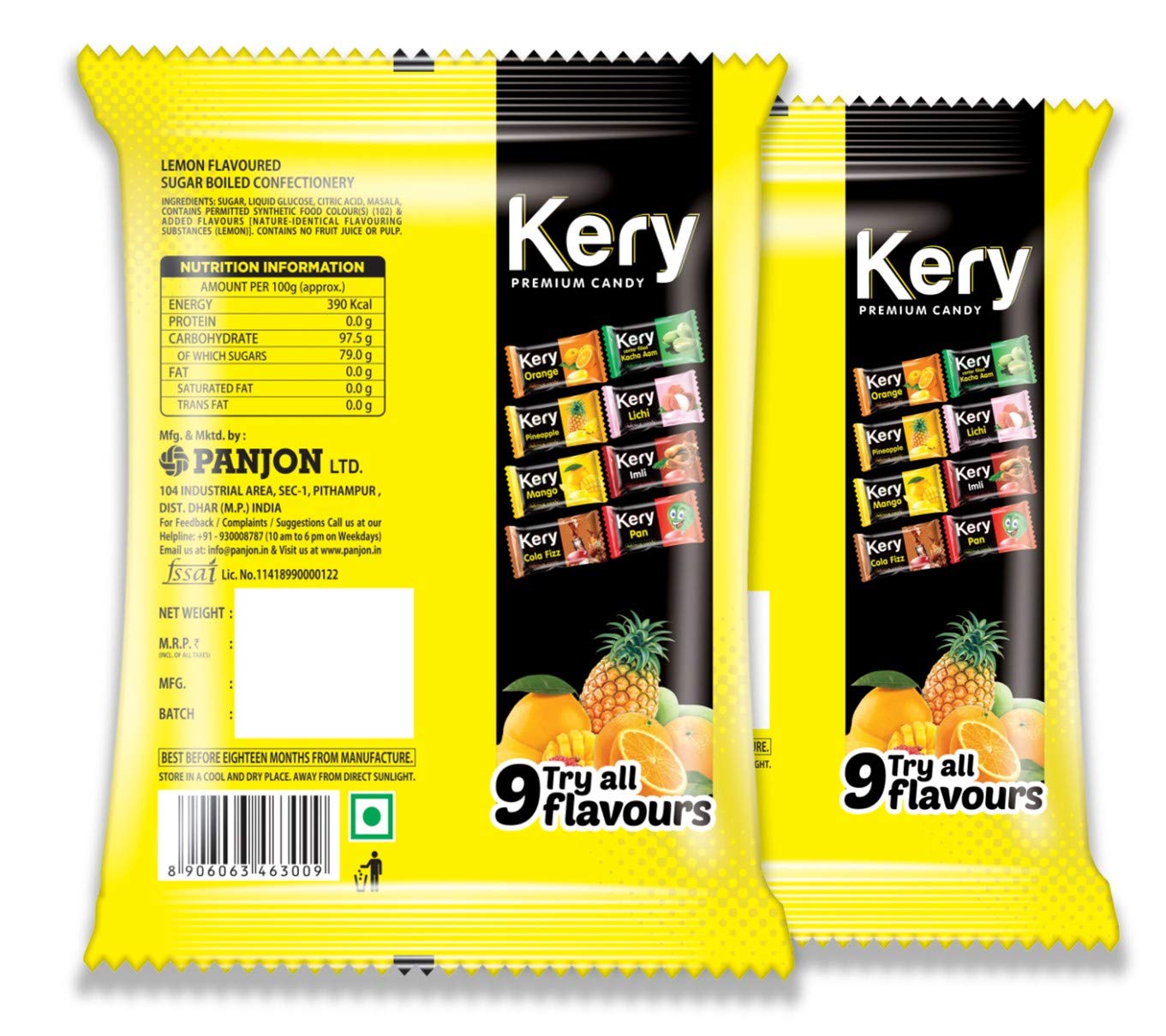 Kery Lemon Toffee Candy [Nimbu Lime Bomb Chocolate] (Pack of 2