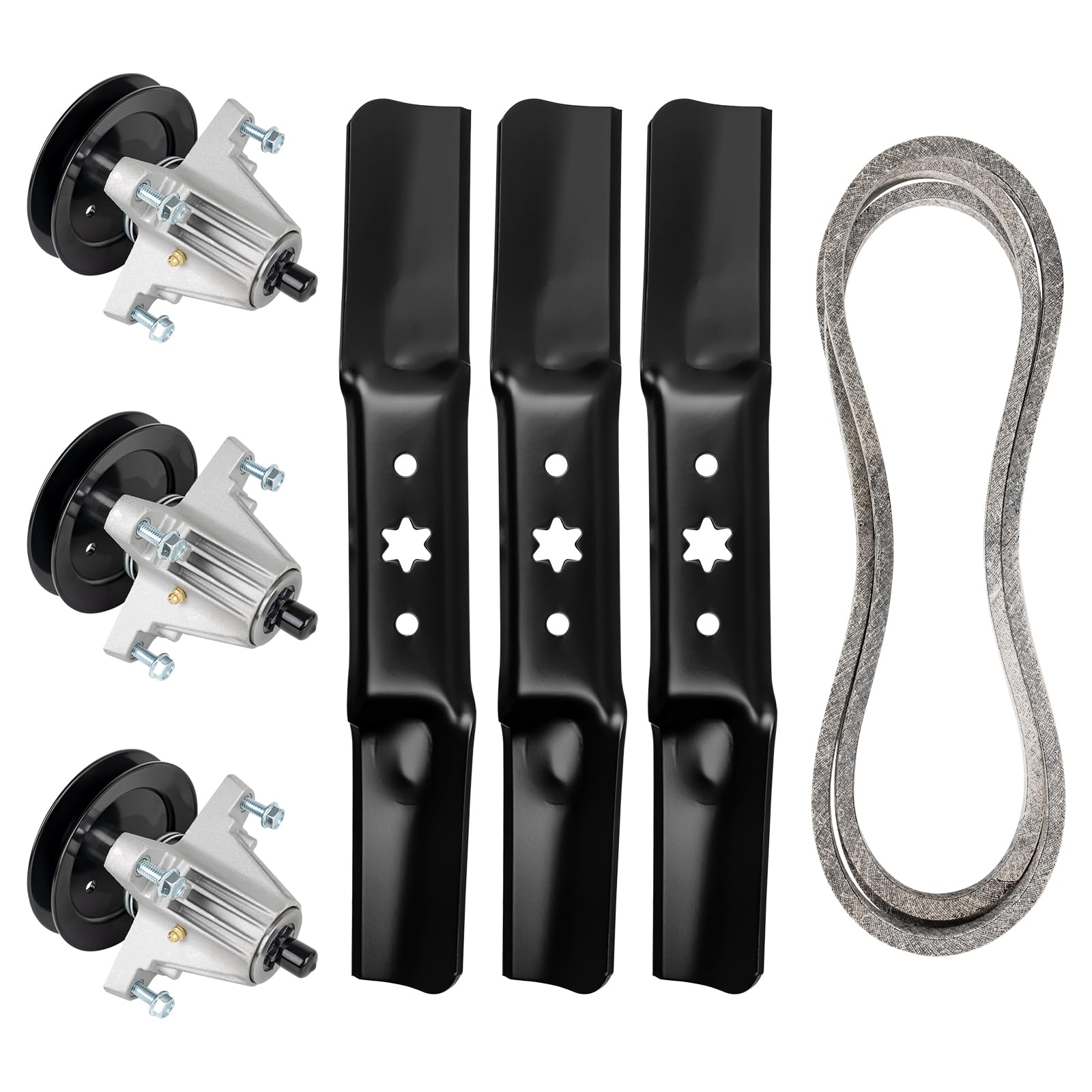 Lawn Mower Deck Kit for 50 Inch Cub Cad et MT D Troy-Bi lt XT1-LT50, XT2-LX50 Includes 3 Spindle 618-06981, 3 Blade 942-05052A, 1 Belt 754-04077