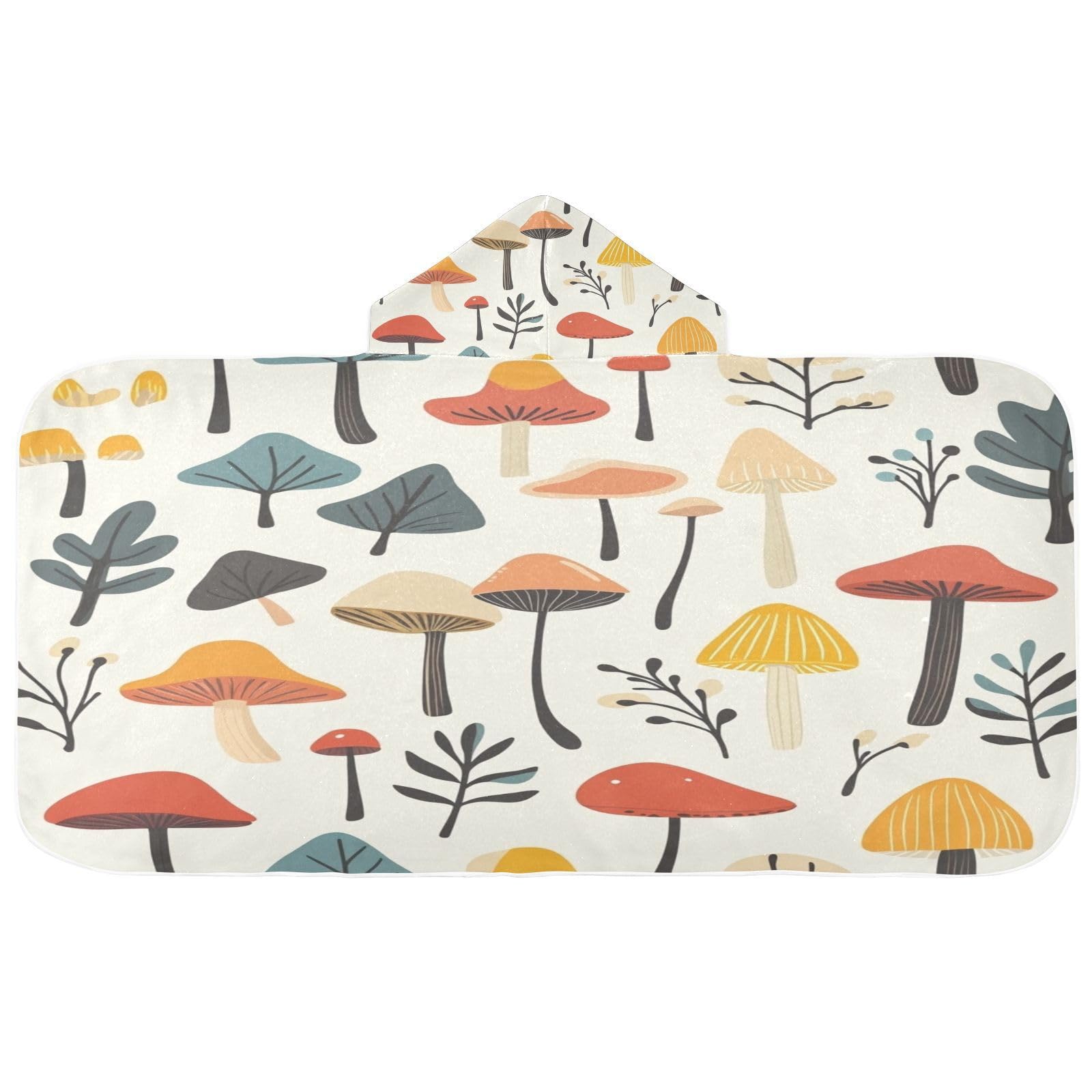 Kigai Mushroom Hooded Beach Towel for Kids Soft Absorbent Quick Dry Bath Towel with Hood Lightweight Toddler Shower Pool Bath Wrap for Boys Girls