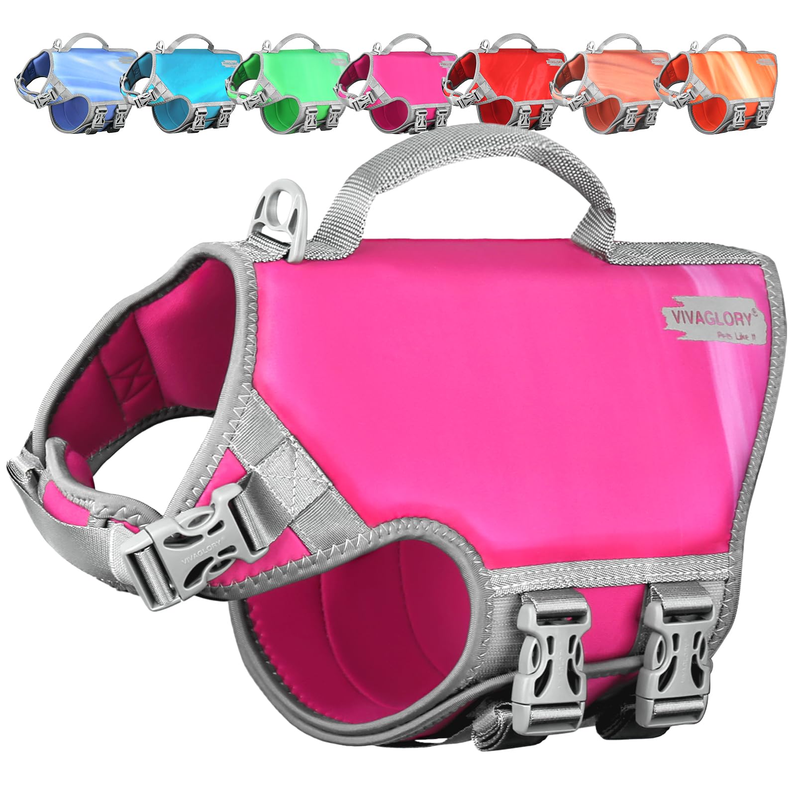 VIVAGLORY Hunde Schwimmweste Neoprene Hundeschwimmweste | Verstellbar & Auftrieb for Hunde, Schwimmweste Hundeweste Schwimmen Rettungswesten zum Schwimmen
