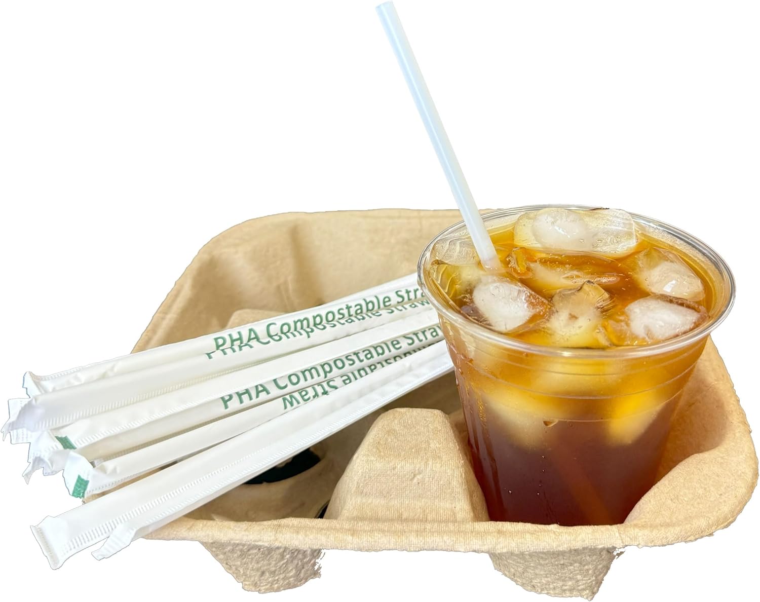 7.75" PHA Compostable Drinking Straws, BPA-Free, Plant-Based, Paper Wrapped Jombo Straws (7.75 inch, 3750, Count)