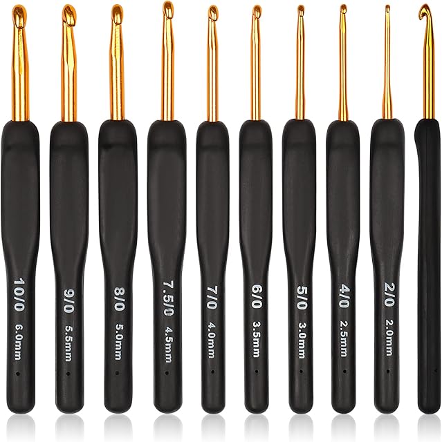 Coopay Crochet Hooks 9 Pack, Crochet Hooks Sets Soft Grip, Crochet Hooks Set for Right or Left Handed, Aluminium Solid Crochet Hooks with Cushion Grip For Arthritis Hands, For Crochet Lover, Beginners