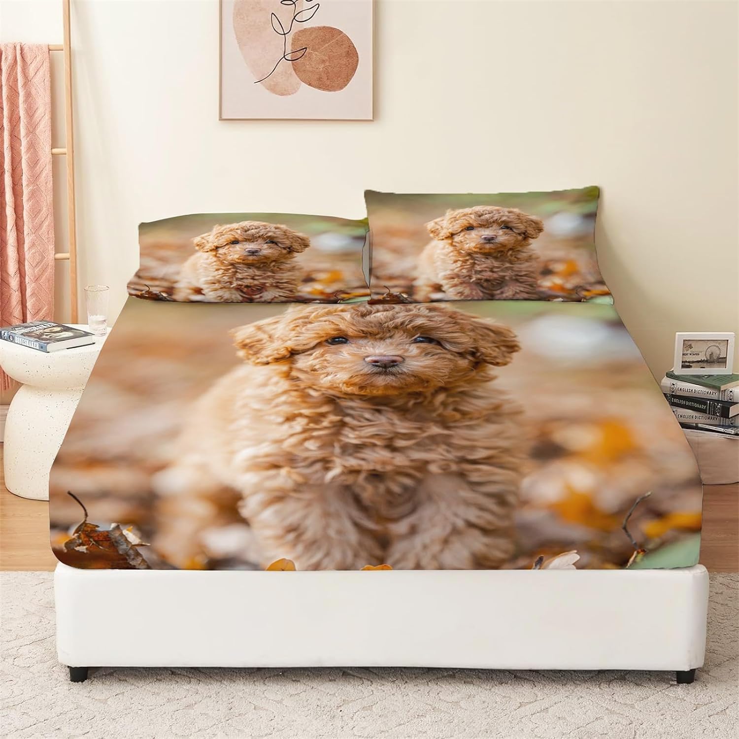 Lenzuolo Sotto Con Angoli Elasticizzato | Stampa Cane Carino, 160x200+30 Cm - Microfibra Morbida - Foto 2