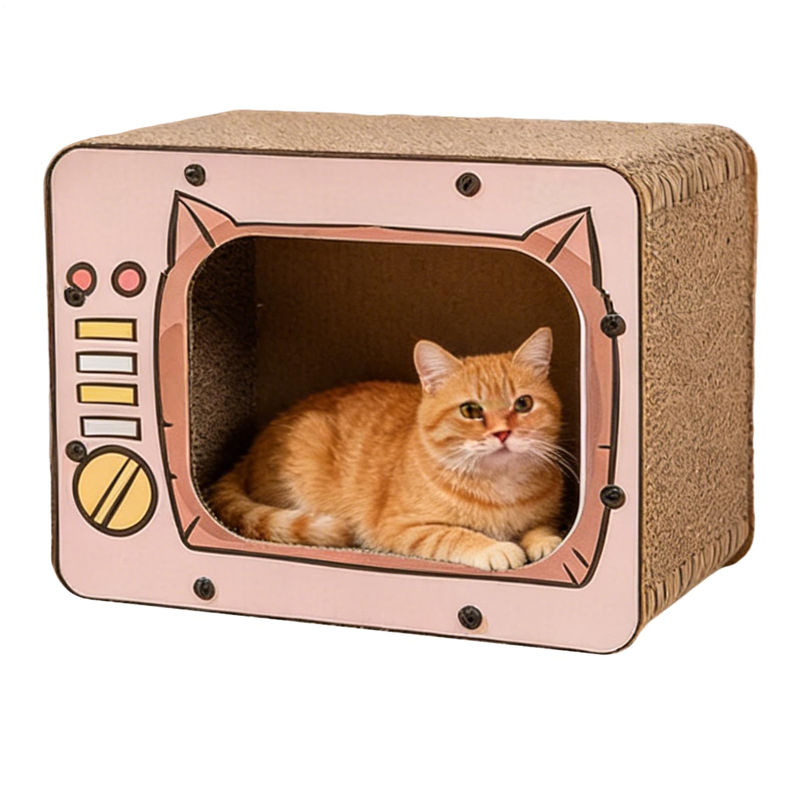 Maison de chat en forme de TV griffoir en carton interactif pour chats et rongeurs