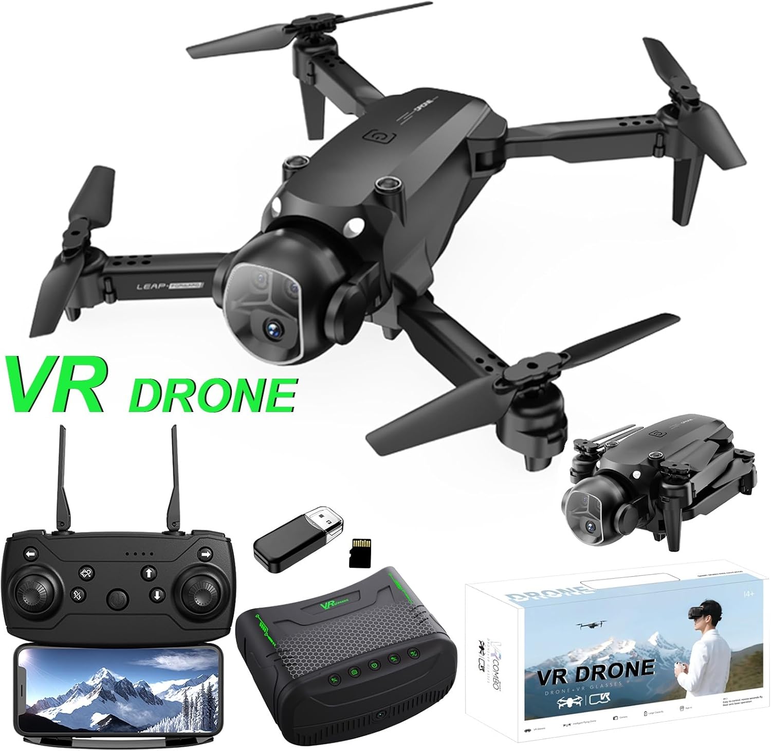FPV Drone With VR Glasses Drones 2.4G RC Quadcopter Altitude Hold Obstacle Avoidance For Kids Adults WY2689