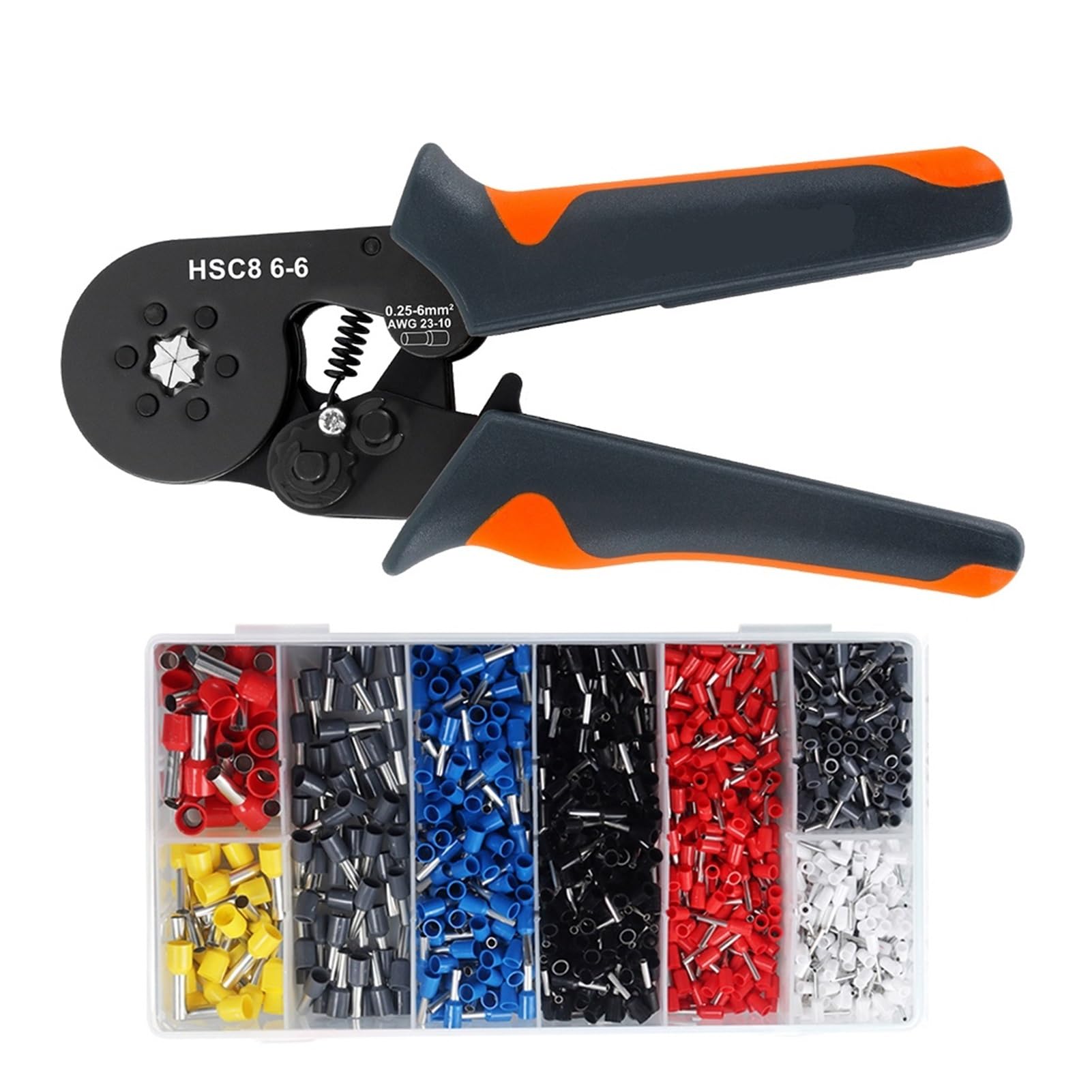 Corelix Hsc8 6-6A 1200Pcs Tubular Terminal Crimping Tool Hsc8 6-4 0.25-10Mm² For Electrical Wiring(Hsc8 6-6A 1200Pcs)