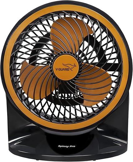V-Guard Multi Purpose Spinny Pro Personal Fan | Table Cum Wall Fan | 353 m³/min Air Delivery | 2100 RPM | Compact and Powerful | (Orange Black) |...