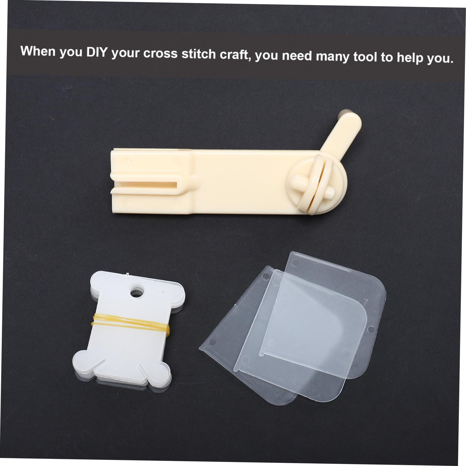 SEWACC 1 Set DIY Cross Stitch Storage Box with Dividers Convenient Bobbin Winder and Embroidery Decals Sewing Accessories Kit for Organizing Threads and Needles