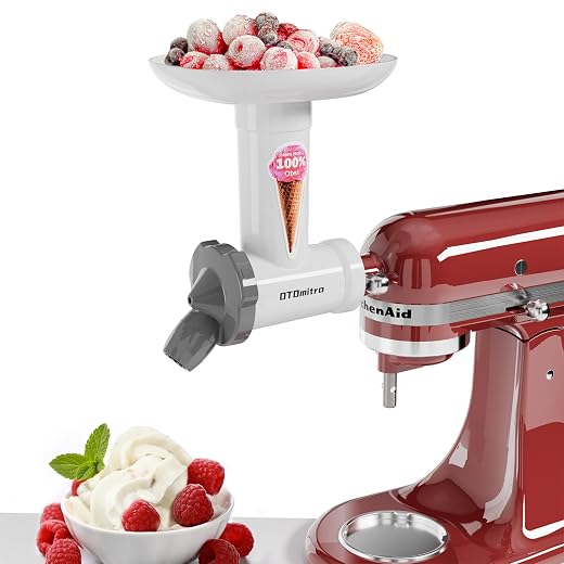 Frozen Fruit Dessert Maker for KitchenAid Stand Mixer, Dairy-Free Frozen Fruit Soft Serve Maker, Dishwasher-Safe Frozen Sorbet Machine, Kitchenaid Fruit Ice Cream Maker Attachment