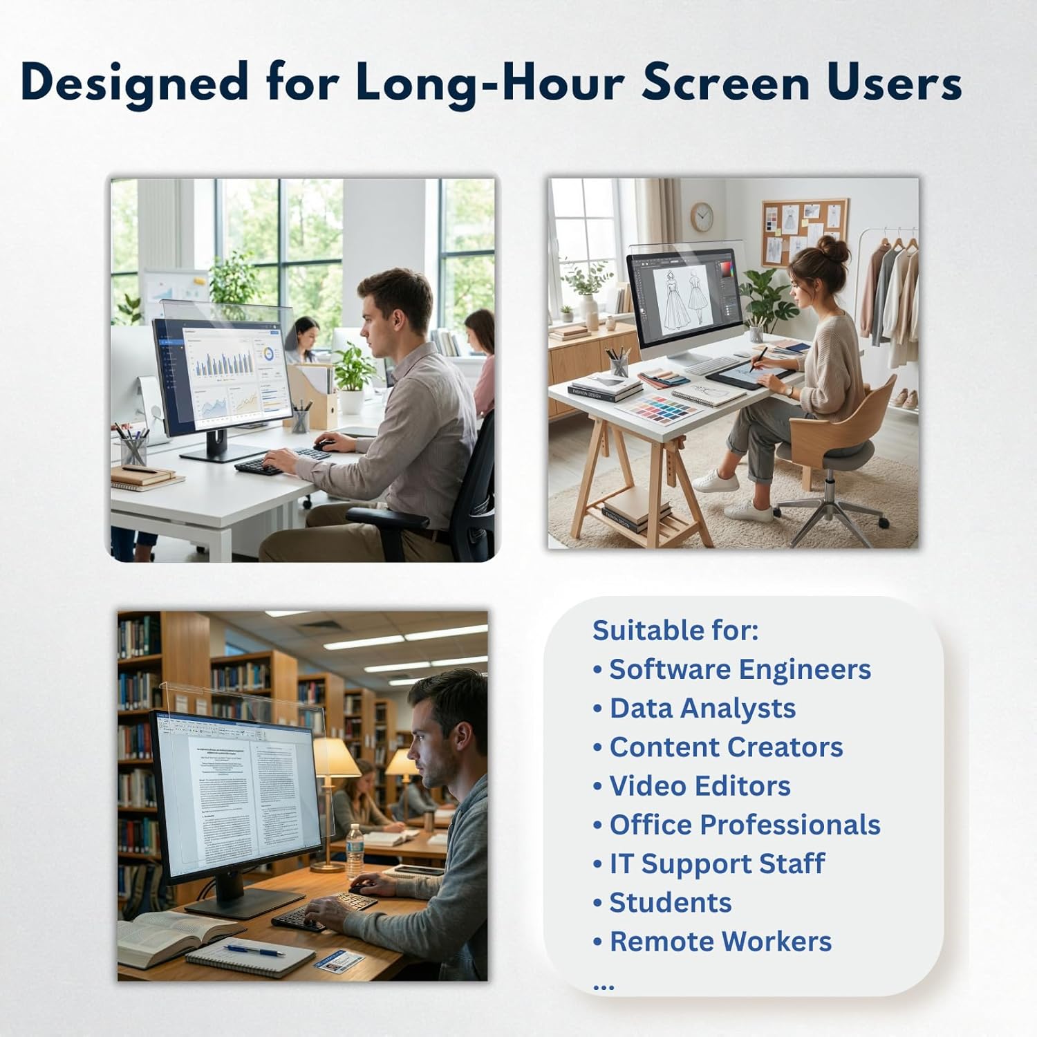 Hanging Blue Light Screen Protector for 23, 23.6, 23.8, 24 Inch Monitor | Filters Blue Light & 99% UV |9H Acrylic, Bubble-Free | Fits 16:9 Widescreen (21.5 × 12.6 inch)