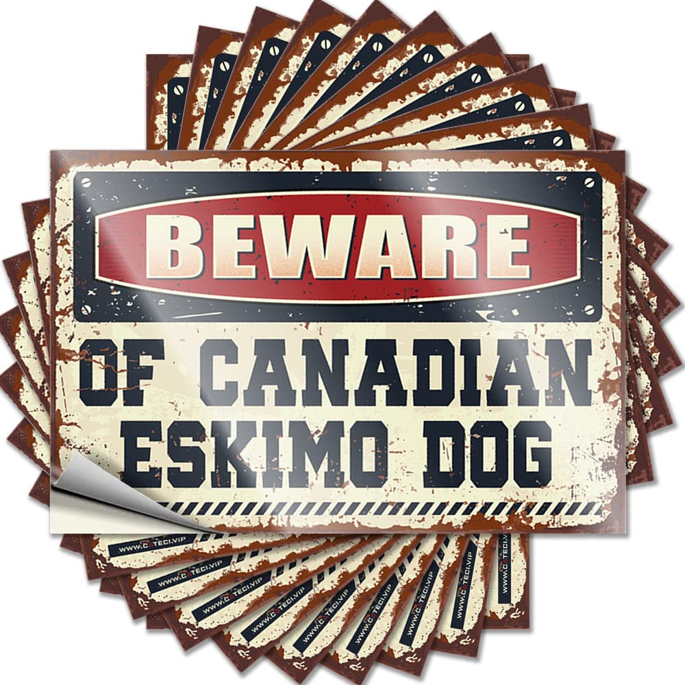 Porch Decorations Outdoor Cover Bumper | Beware of Canadian Eskimo Dog Reading Durable Vinyl Sticker Easy Apply for Thankful(6X9CM)