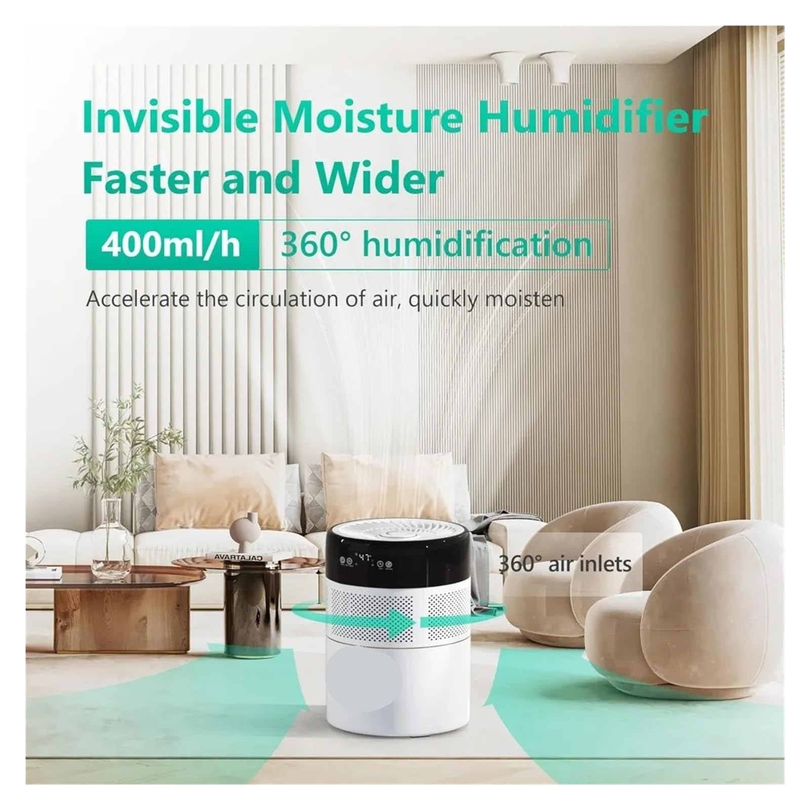 Nawilżacz, Nawilżacz Parowy, Powietrza Cool Moisture O Wydajności 400 Ml/h I Oczyszczacz Z Anionami Filtrem Dla Niemowląt, Sypialnia Dzieci, Cicha Praca dla Zakładu Domowego