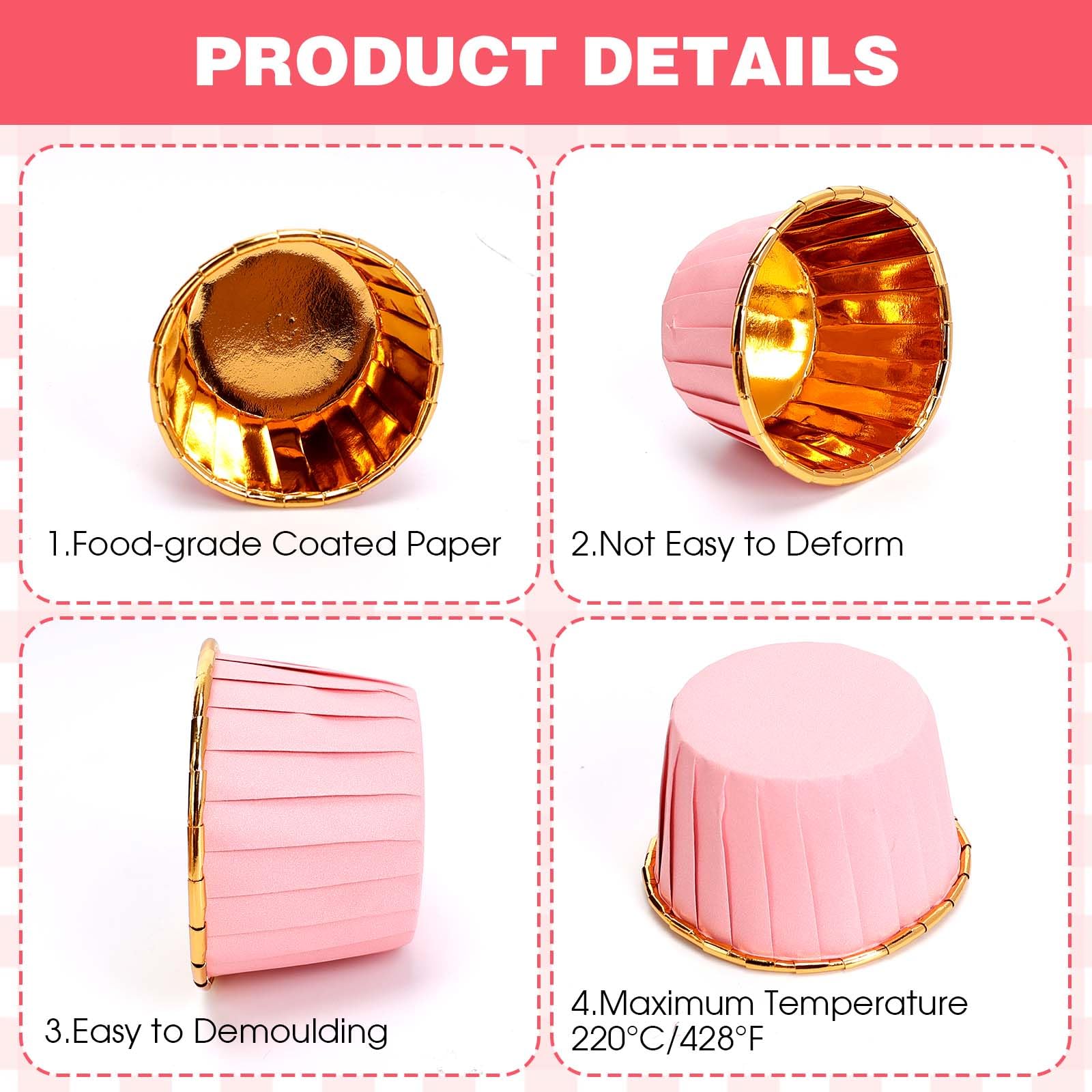 100 PCS Muffin & Cupcake Liners - Disposable Baking Paper Cups, 2 Colors, Oven & Fridge Safe