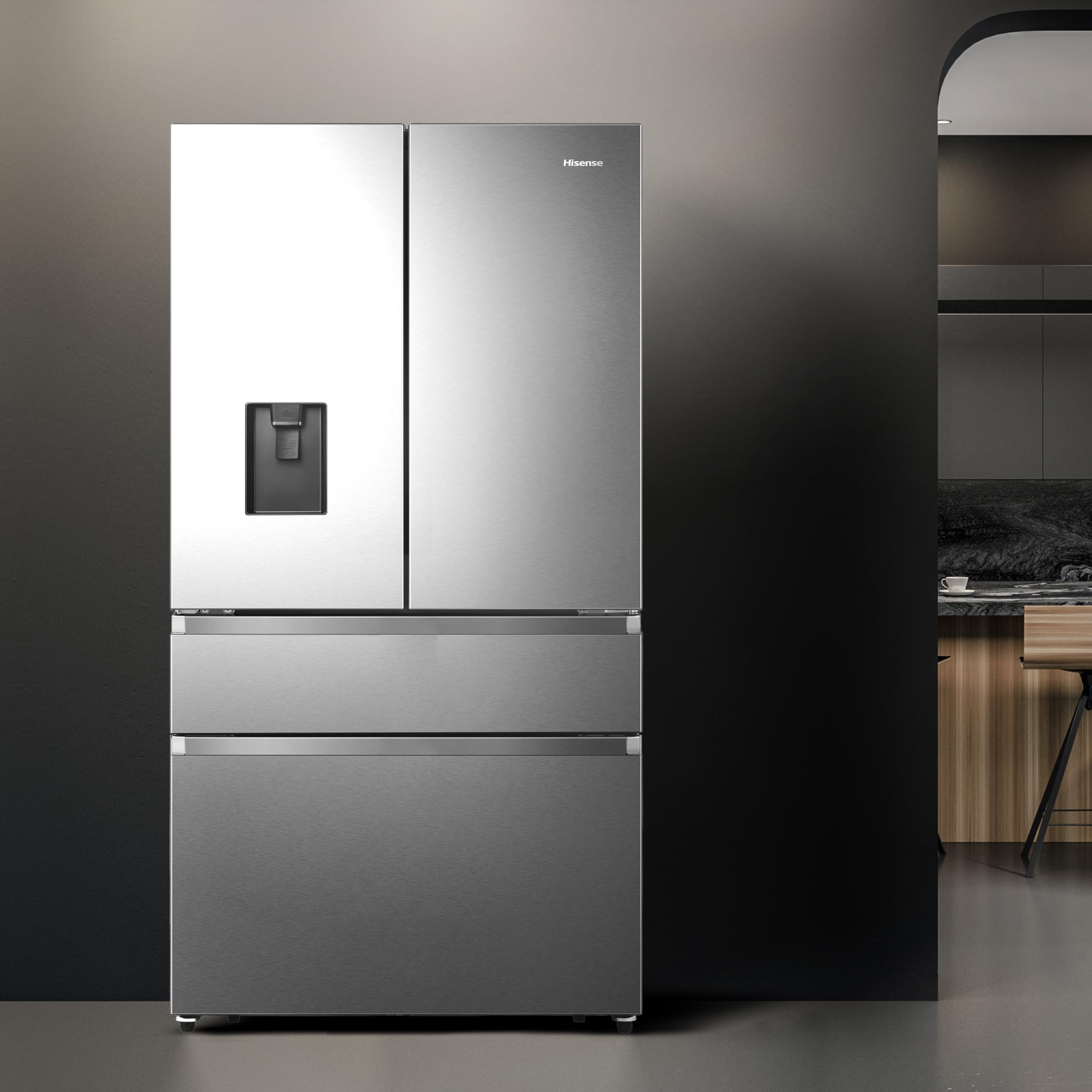 Hisense RF749N4SWSE - Frigorífico Americano,Conectividad Wifi No Frost, Inox Puerta Cajón Frances, Total No Frost, Capacidad Neta 579 L, 1.78 m,Silencioso