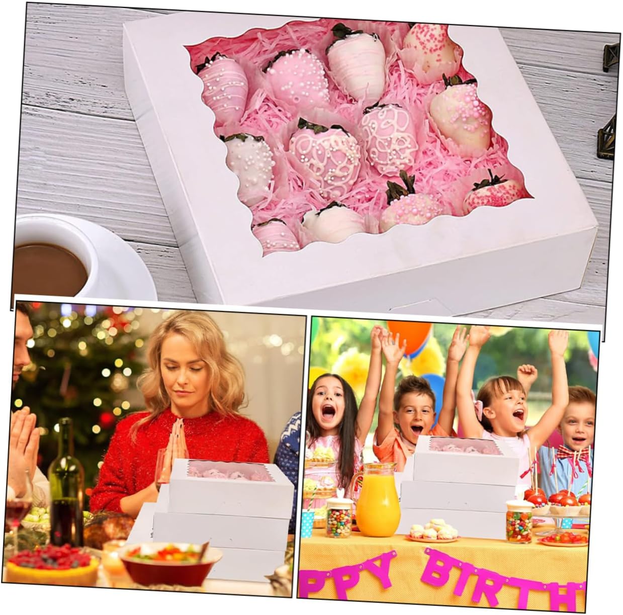 10pcs Window Cupcake Boxes Cake Container and Board Dessert Containers for Party Lightweight and Portable