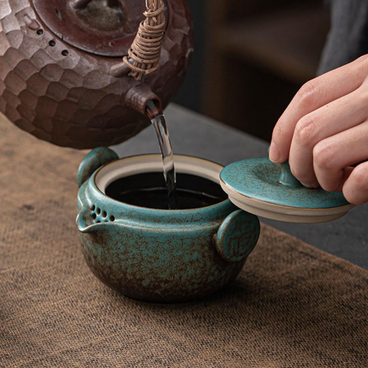 Artibetter Juego de Té de Cerámica para Adultos con Tetera China y Tazas, Diseño Japonés Sofisticado, Portátil para Viajes y Fiestas de Té, Conserva Sabor Original