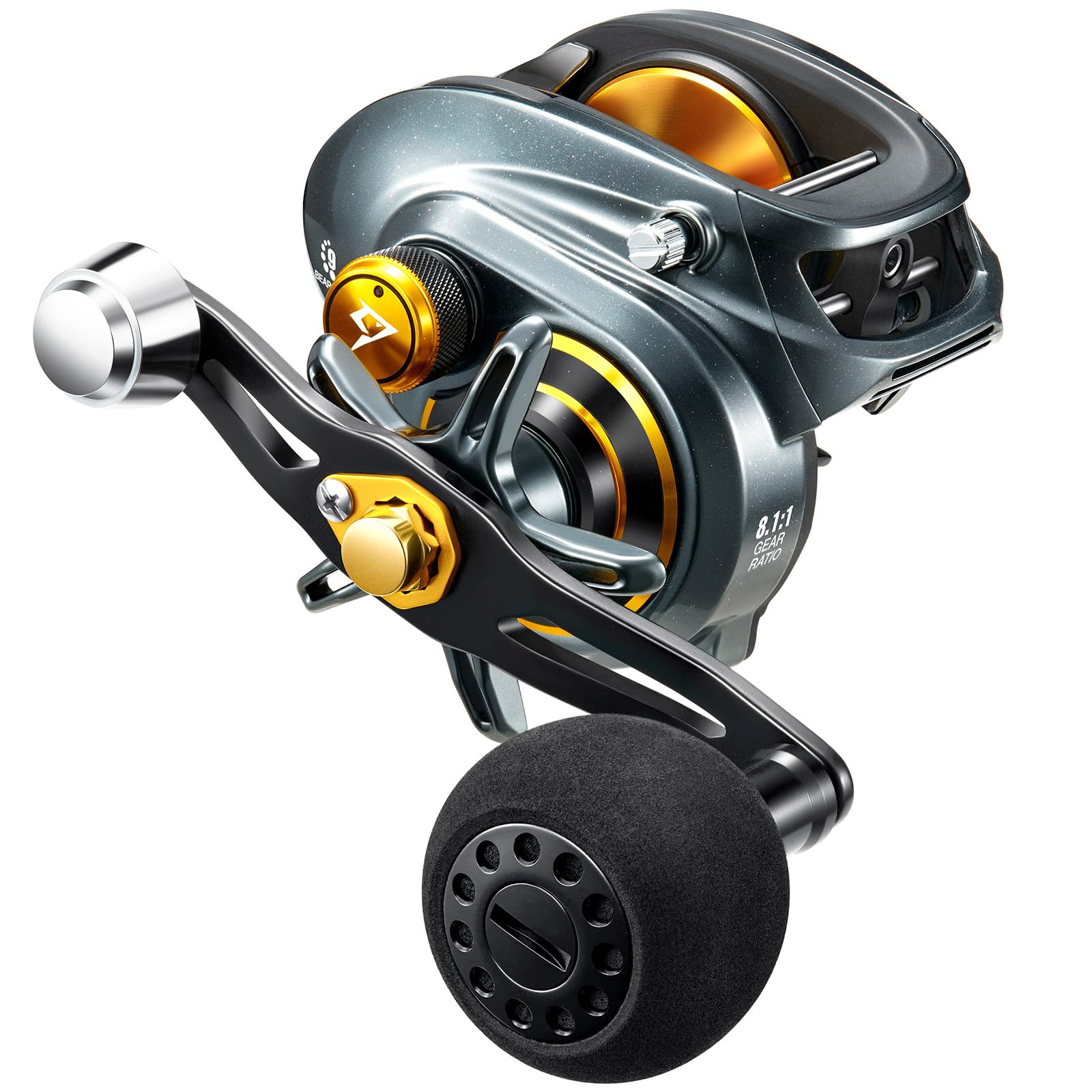 Piscifun Alijoz Baitcasting Reels Low Profile Baitcaster Aluminum Frame Baitcast Fishing reel, Size 300, 33lb Drag 5.9:1/8.1:1 Gear Ratio Freshwater Saltwater Power Handle Casting Reels