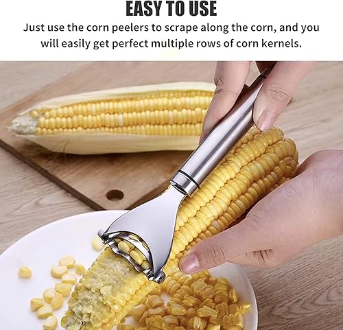 Miniatura 6 de Mágico pelador de maíz, herramienta de trilladora de maíz, herramienta de trilladora de maíz de acero inoxidable de alta calidad (2 piezas)