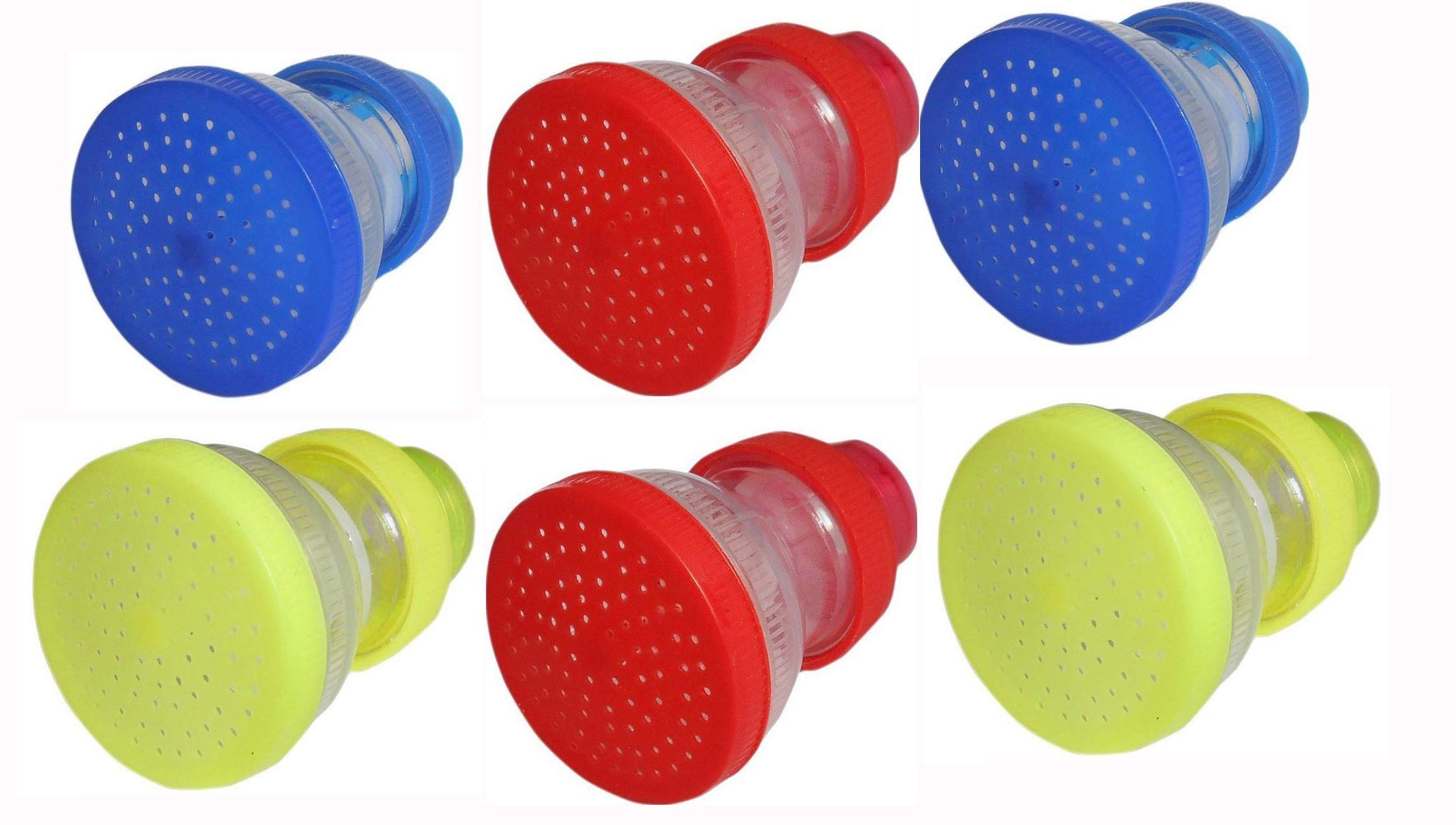 Smile N Style Essentials - Pack of 6 Water Softner Filter/Tap Shower Sprinkler head/Direct Ration Kitchen and Bathroom Tap Sprinkler Plastic Shower Head - Red, Blue (Polished)