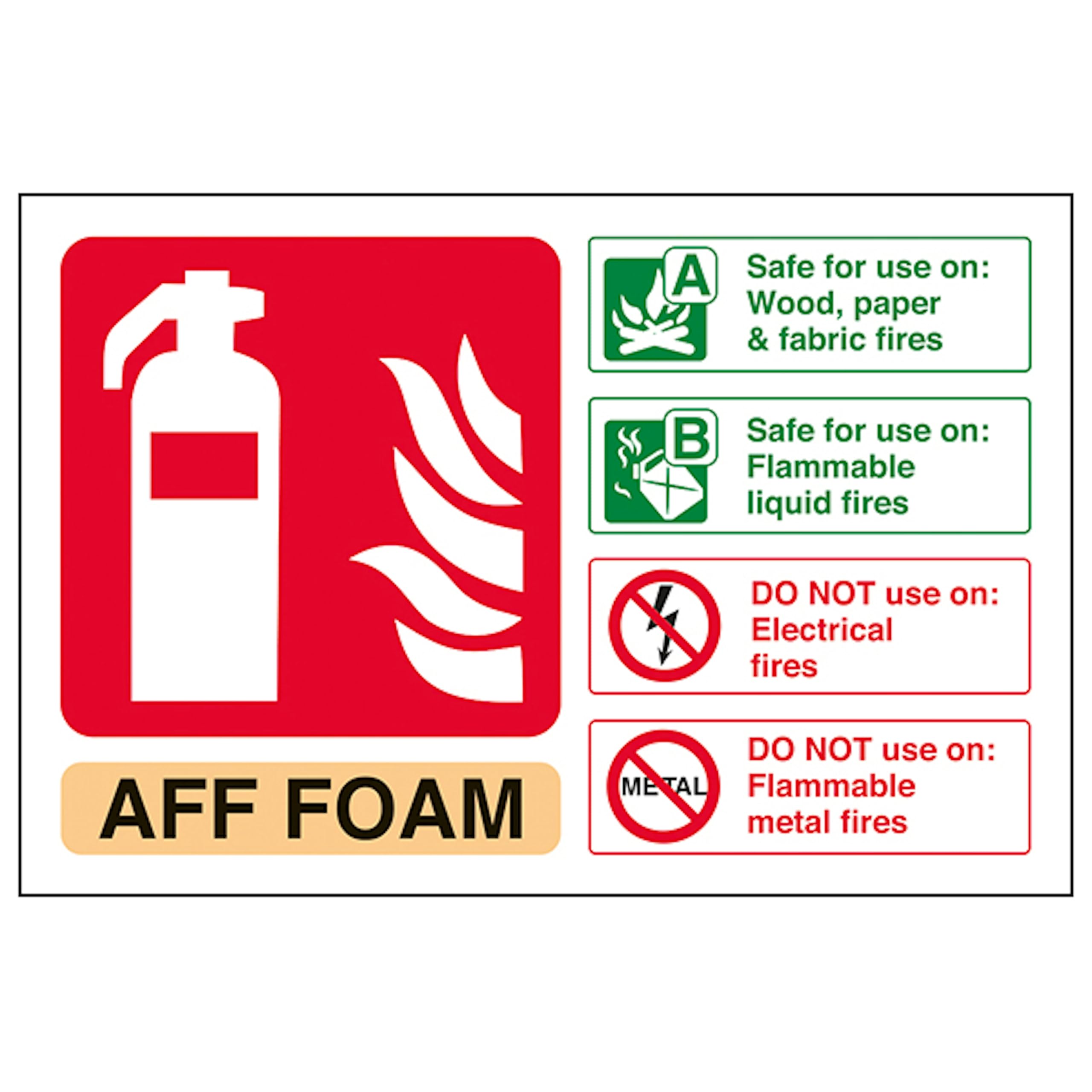 V Safety AFF Foam Fire Extinguisher - Landscape 200 x 150 mm - 3mm Aluminium Composite Safety Sign