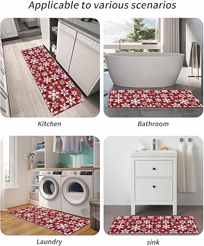 Miniatura 6 de Tapete de baño de copos de nieve de Navidad para bañera, antideslizante, de secado rápido y absorbente, tierra de diatomeas, fregadero de ducha,